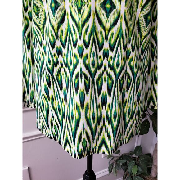 Ruby Rd. Blouse Top Womens 2X Green Printed Beaded V Neck Long Sleeve Pullover - Picture 9 of 12